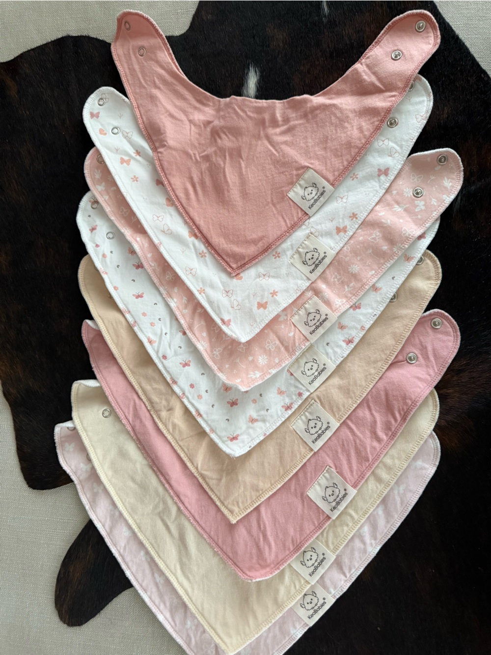 Pink & Cream Baby Bandana Bibs - Soft Cotton Drool Bibs (Set of 8)